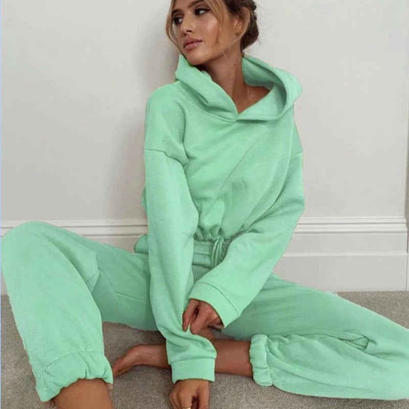 2-piece sweatshirts Sexy long sleeve hooded tracksuits Casual Fitness