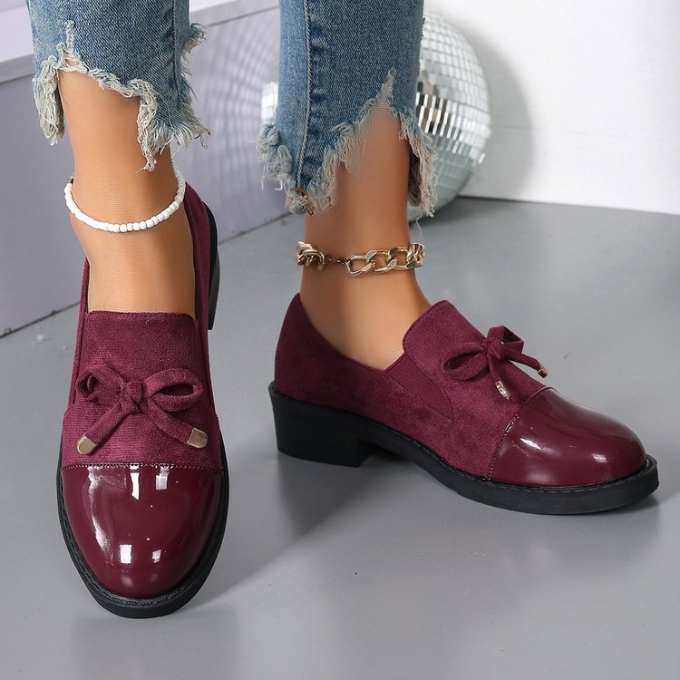 Women's Bowknot Chunky Heel One Pedal Loafer