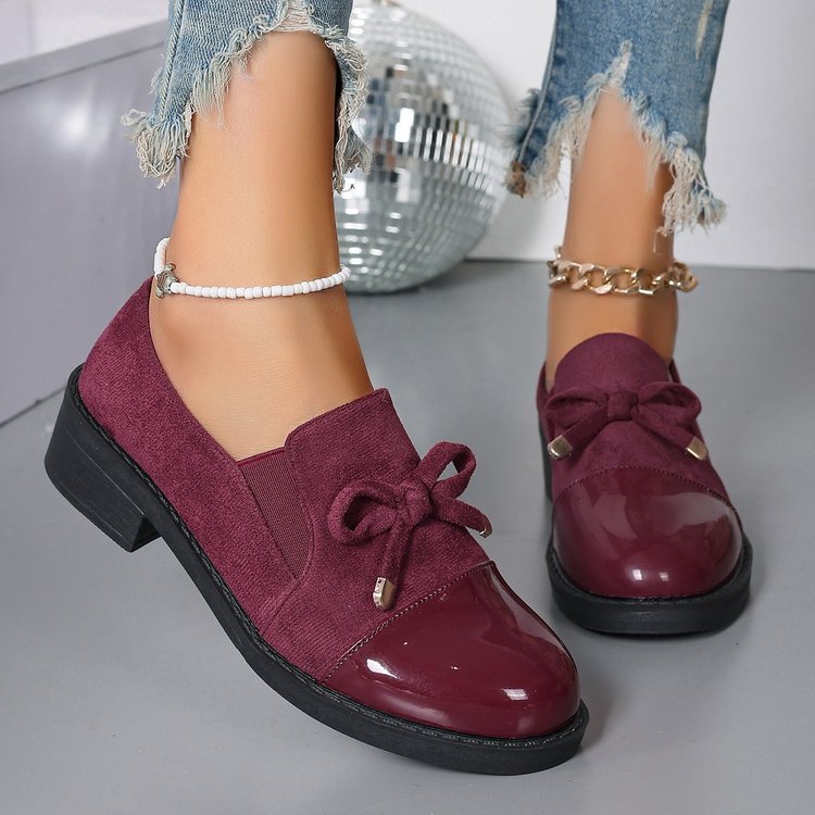 Women's Bowknot Chunky Heel One Pedal Loafer