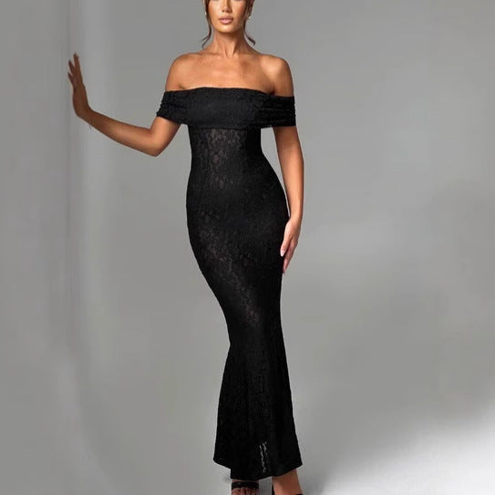 Women's Chest-wrapped Off-shoulder Lace Dress Backless