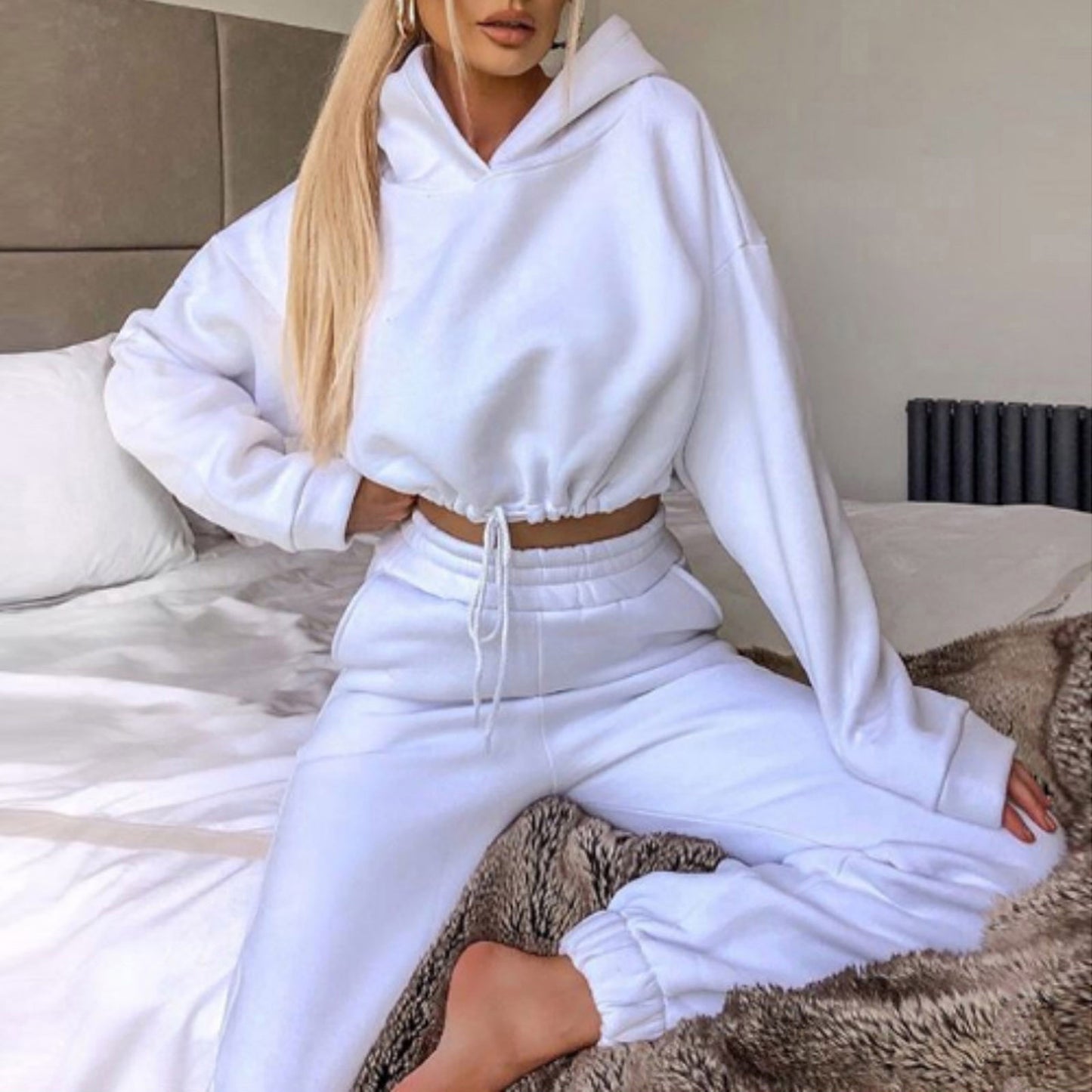 2-piece sweatshirts Sexy long sleeve hooded tracksuits Casual Fitness