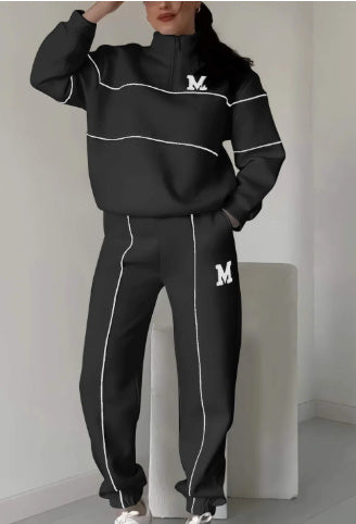 2-piece hoodless sweatshirt for sets loose fashion sweatpants with pockets