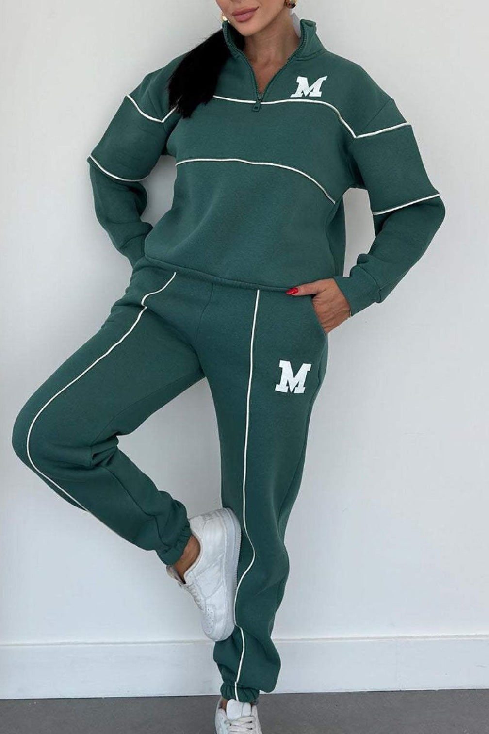 2-piece hoodless sweatshirt for sets loose fashion sweatpants with pockets