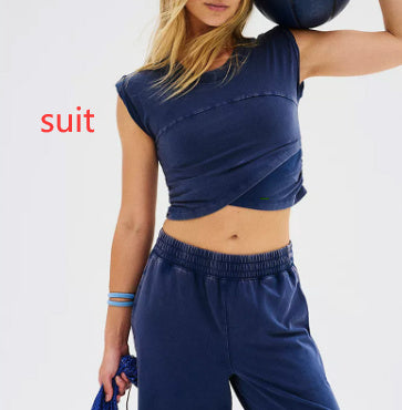 Tracksuit Solid Color Casual Two Piece Set Sleeveless Shorts