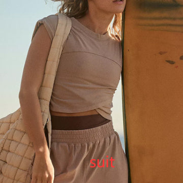 Tracksuit Solid Color Casual Two Piece Set Sleeveless Shorts
