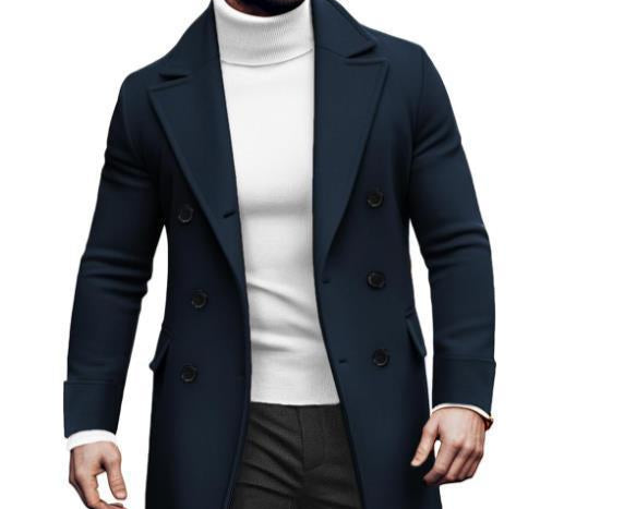 Woolen Large Overcoat Male Double-breasted Coat