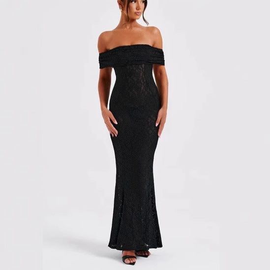 Women's Chest-wrapped Off-shoulder Lace Dress Backless