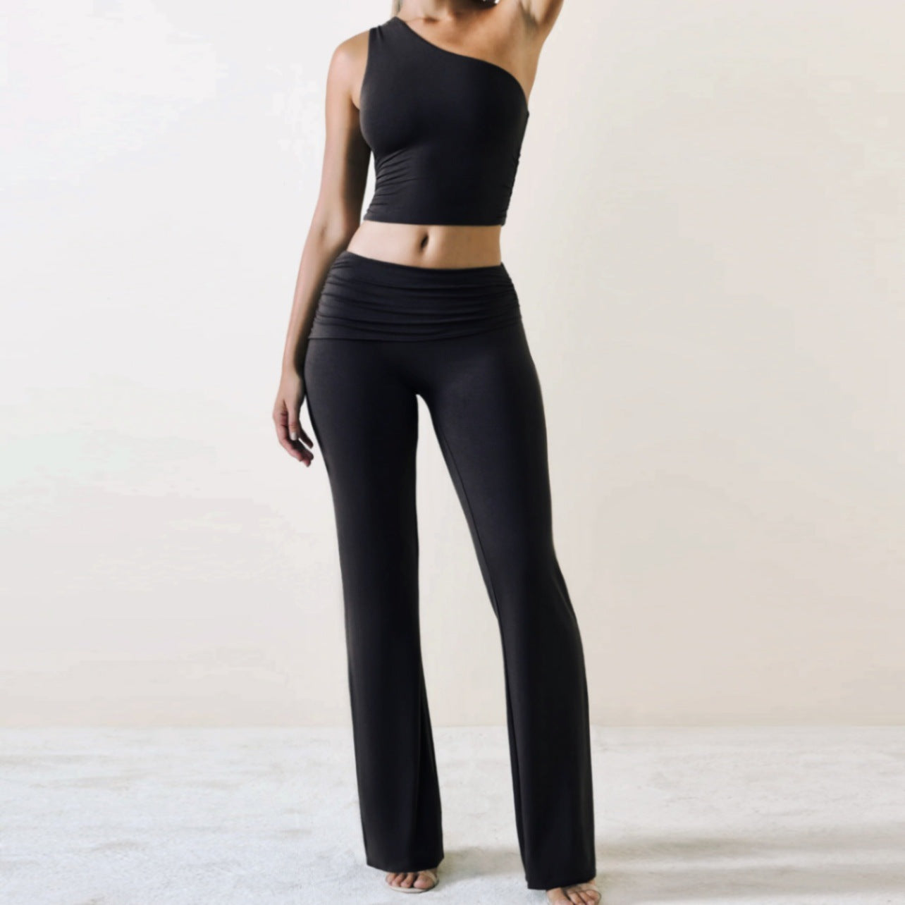 Oblique Shoulder Sexy Sports Breathable Slimming Suit