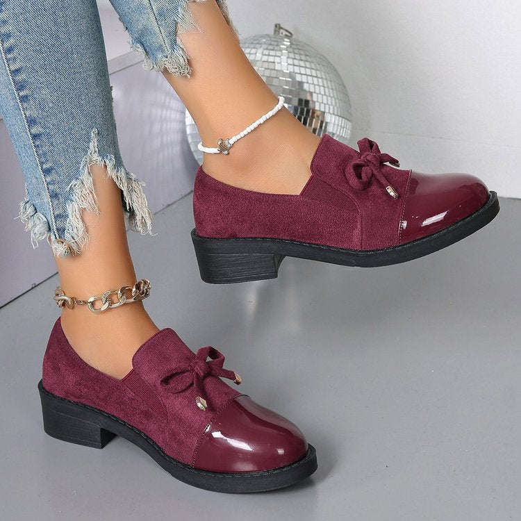 Women's Bowknot Chunky Heel One Pedal Loafer