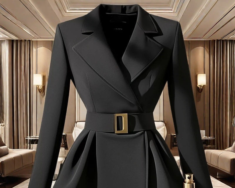 Black Suit Slim-fit Jacket Elegant Socialite Design Sense