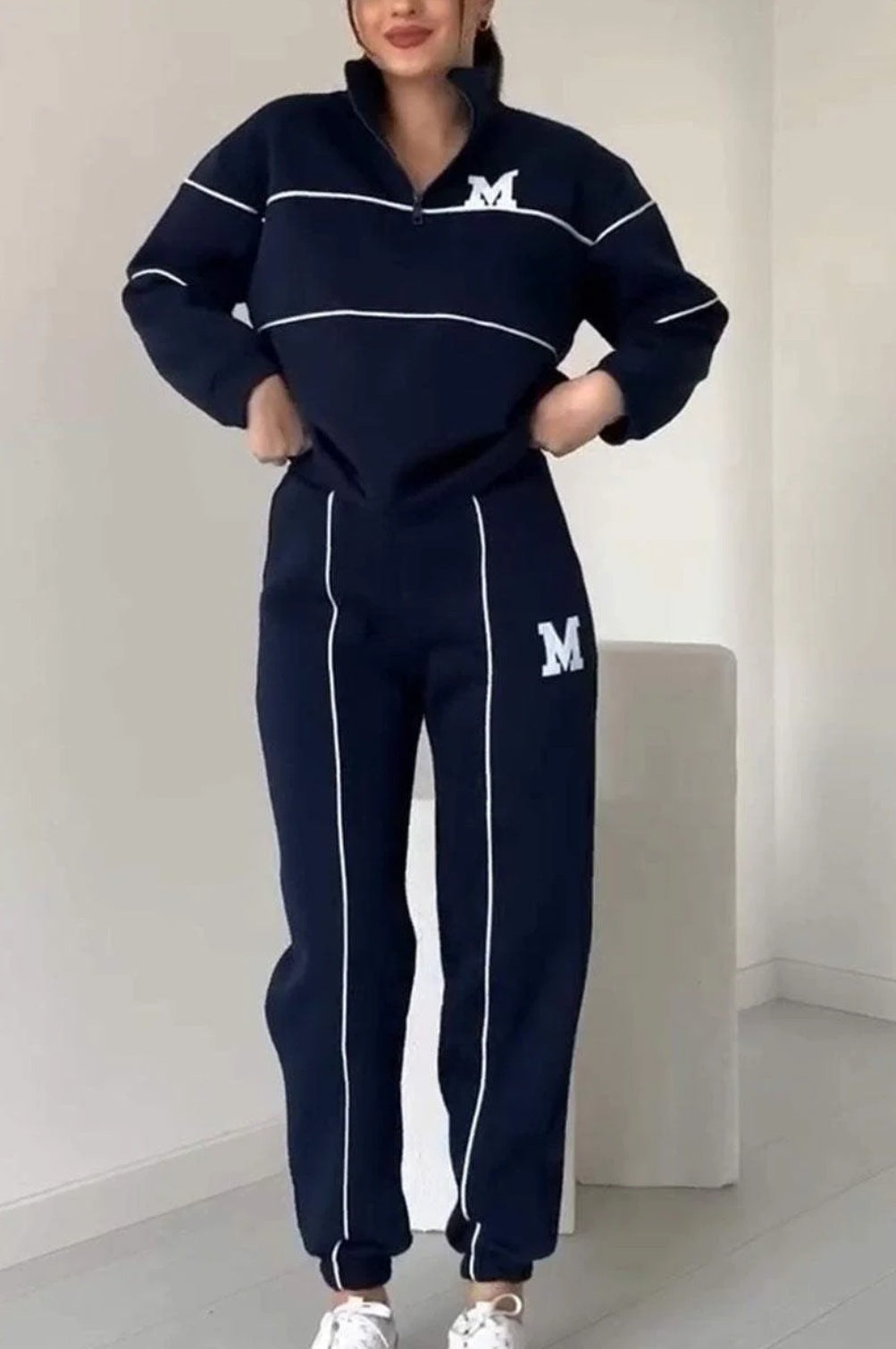 2-piece hoodless sweatshirt for sets loose fashion sweatpants with pockets