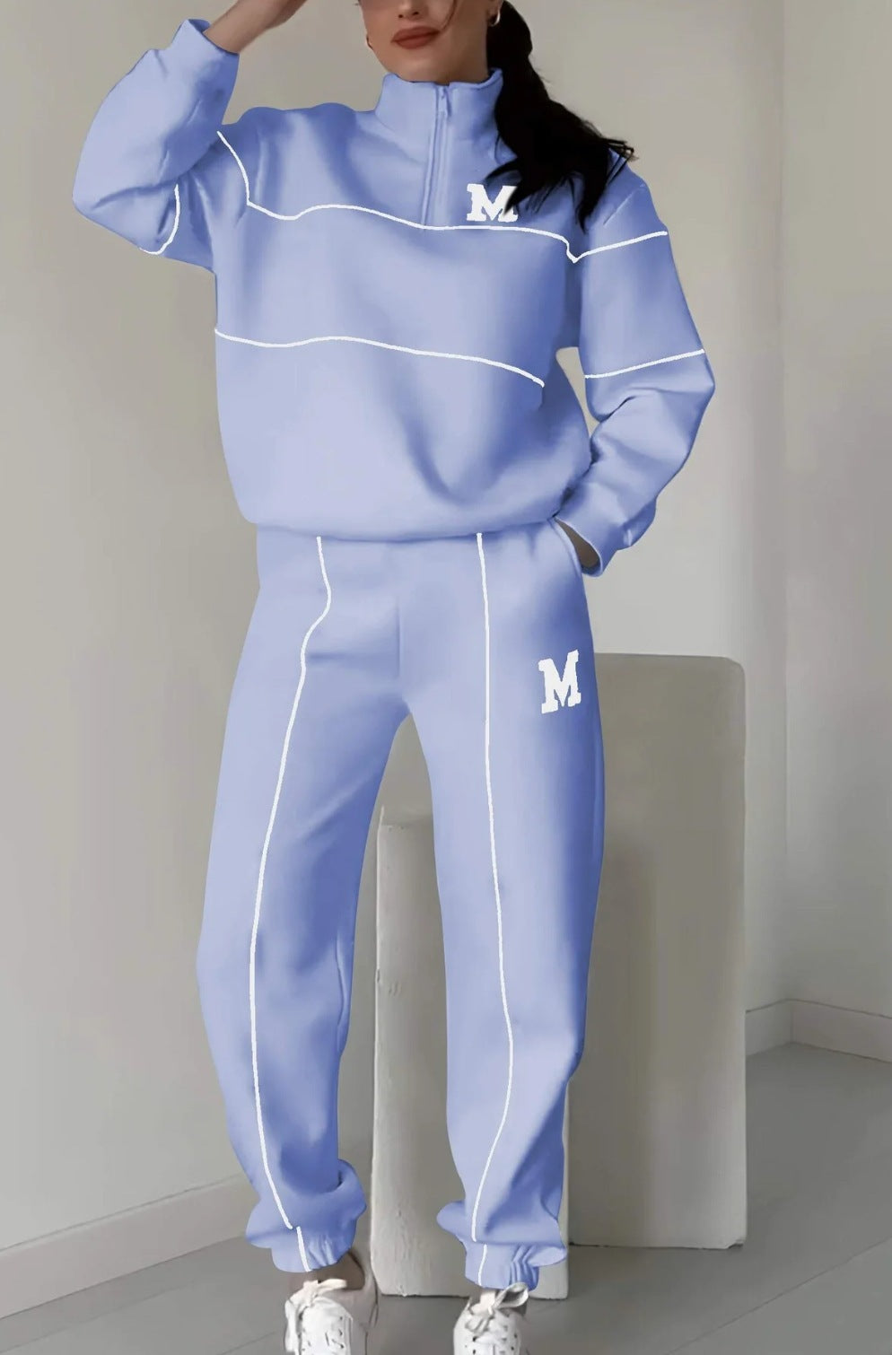 2-piece hoodless sweatshirt for sets loose fashion sweatpants with pockets